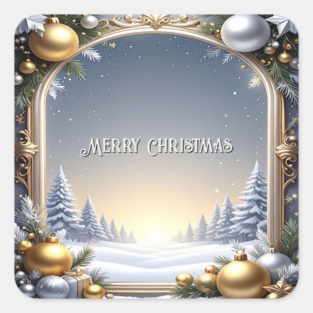 Weihnachtsaufkleber Quadratischer Aufkleber (Vorderseite)