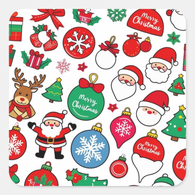 Weihnachtsaufkleber Quadratischer Aufkleber (Vorderseite)