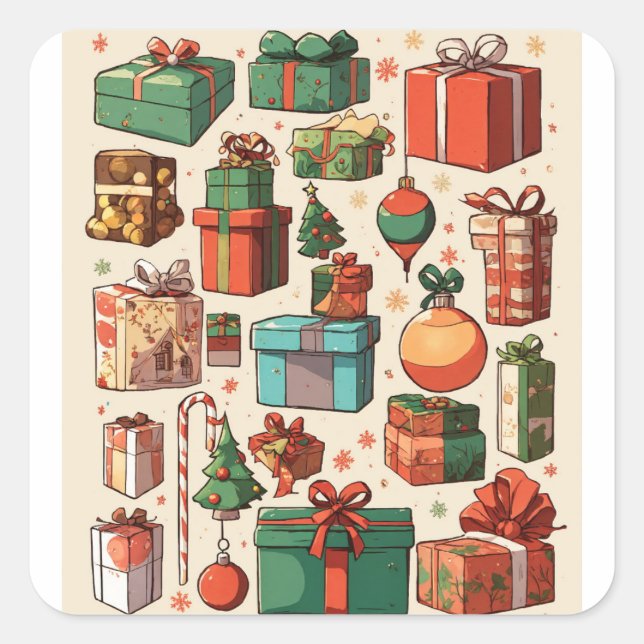 Weihnachtsaufkleber Quadratischer Aufkleber (Vorderseite)