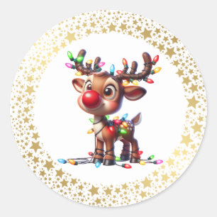 Weihnachtsaufkleber-Rudolph Runder Aufkleber