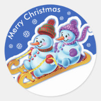 Weihnachtsaufkleber Snowmen Schneesport.