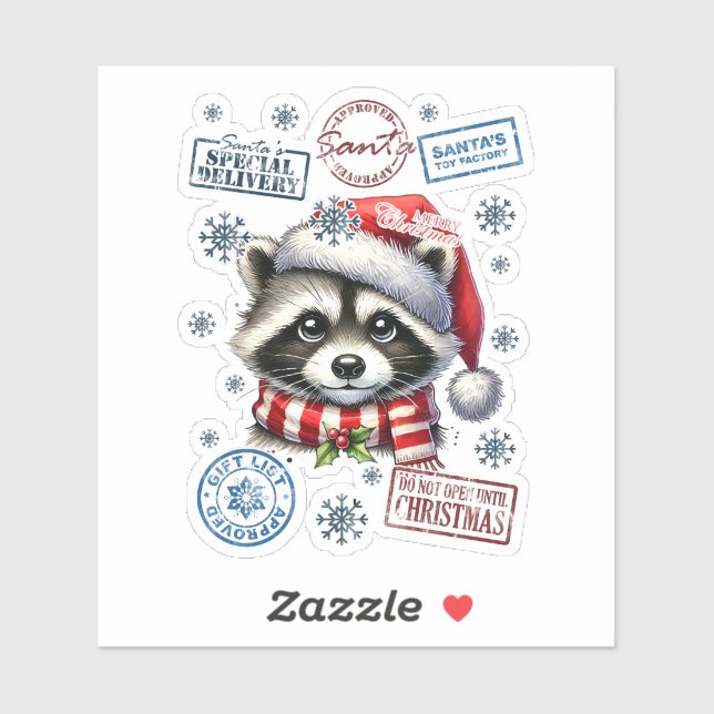Weihnachtsaufkleber von Raccoon Aufkleber (Blatt)
