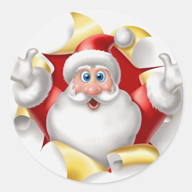 Weihnachtsaufkleber/Weihnachtsmann Runder Aufkleber (Vorderseite)