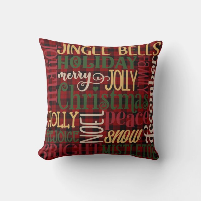 Weihnachtsausdrücke Lumberjack Buffalo Kariert 2 Kissen (Vorderseite)