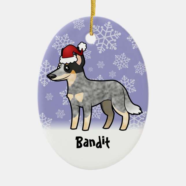 Weihnachtsaustralischer Viehhund/Kelpie Keramik Ornament (Vorne)