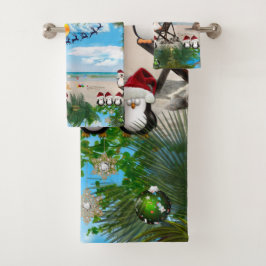 Weihnachtsbaby am Strand wiederholt sich Badhandtuch Set