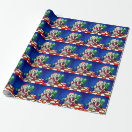 Weihnachtsbaby-Elefant mit Hut, Schal und Bell Geschenkpapier