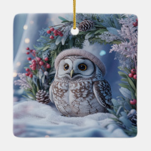 Weihnachtsbaby-Eulen-Schmuck Keramikornament