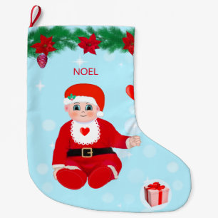 Weihnachtsbaby, Herzen, Weihnachtssterne und Kiefe Großer Weihnachtsstrumpf