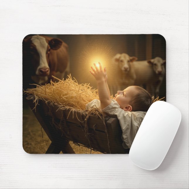 Weihnachtsbaby in einer Krippe Mousepad (Mit Mouse)