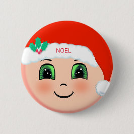 Weihnachtsbaby mit glücklichem Gesicht Button