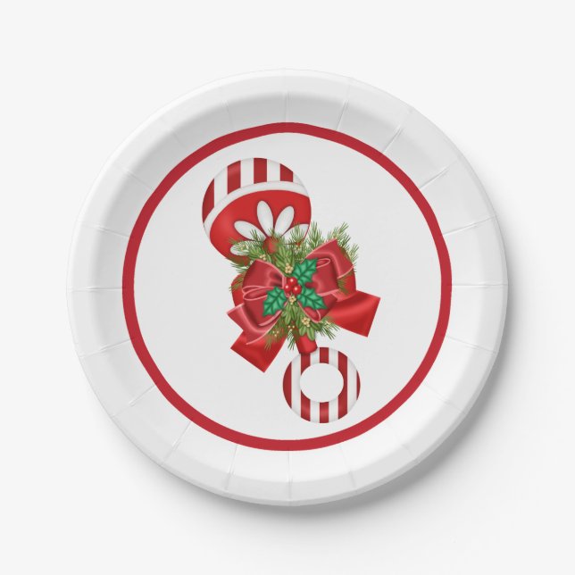 WeihnachtsBabyparty-Geklapper-Pappteller Pappteller (Vorderseite)