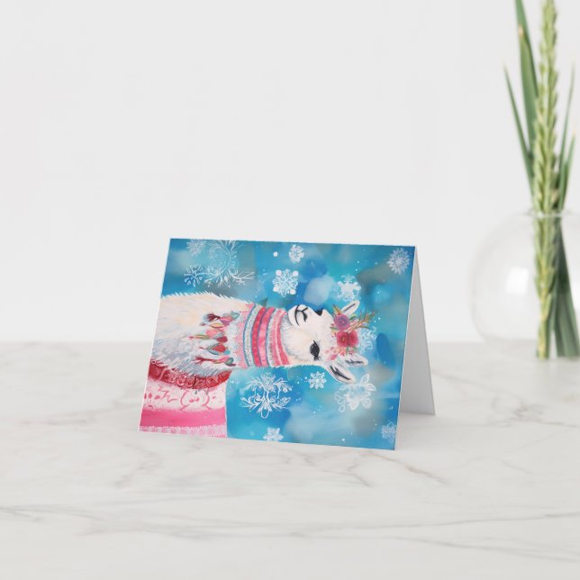 Weihnachtsbabys Llama Holiday Grußkarte Karte (Vorderseite)