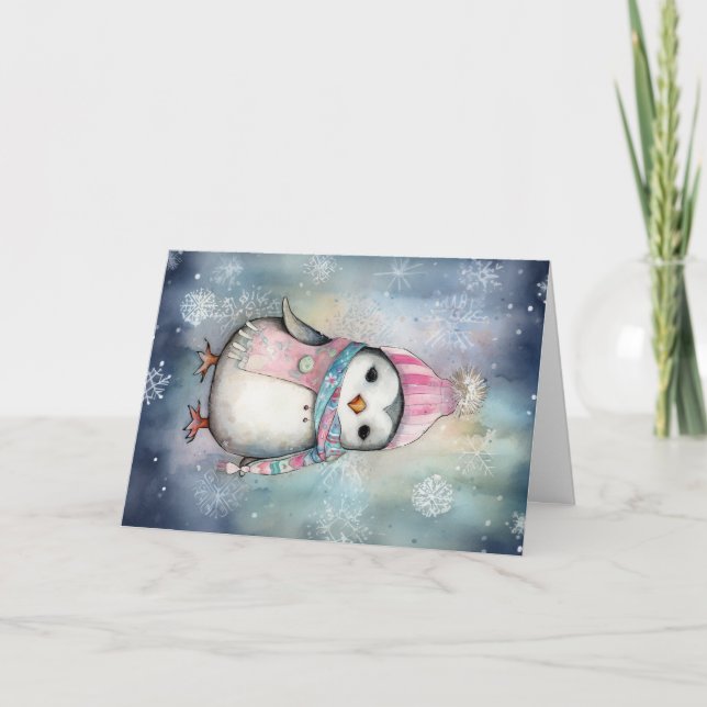 Weihnachtsbabys Pinguin Holiday Gruß Karte (Vorderseite)