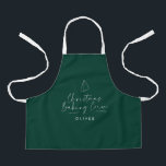 Weihnachtsbacken Crew modern minimalistisch elegan Schürze<br><div class="desc">Weihnachtsbäckerei Crew modern minimalelegante Art Traditionelles Weihnachtsfest-Geschenk dunkelgrüne Feiertage Backbäckerei Crew Schürze Design.</div>