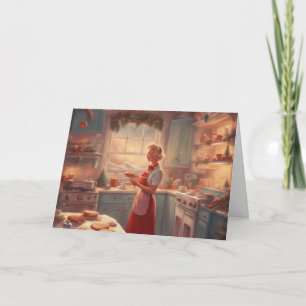 Weihnachtsbacken im gemütlichen Vintage-Küchenstil Karte