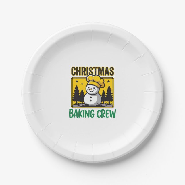 Weihnachtsbäckercrew Schneemann Holiday Design Pappteller (Vorderseite)