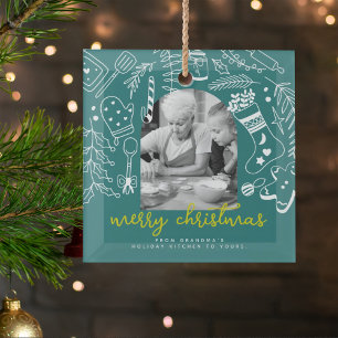 Weihnachtsbäckerei Grüne Handgezeichnete Weihnacht Ornament Aus Glas