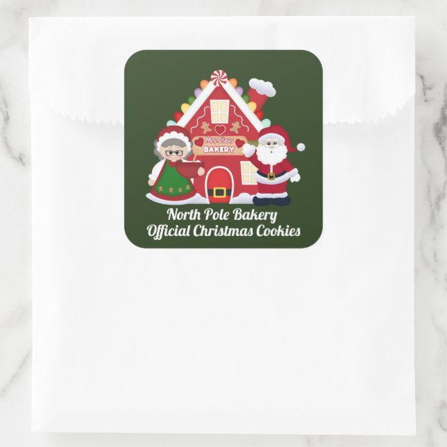 Weihnachtsbäckerei Nordpol Quadratischer Aufkleber (Tasche)