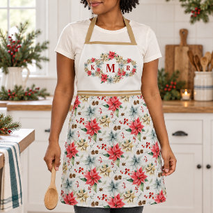 Weihnachtsbäckerei Poinsettia Monogramm Geschenk Schürze