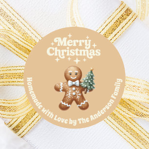 Weihnachtsbäckermann handgemachte Beige Runder Aufkleber