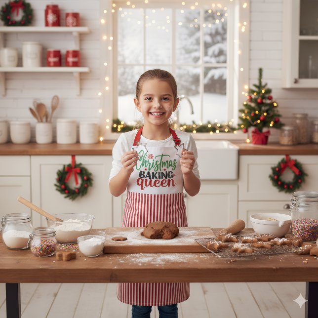Weihnachtsbackkönigin Cute Grün Rot Gingham Schürze (Von Creator hochgeladen)