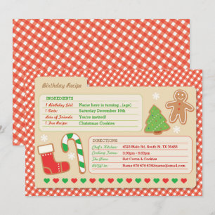 Weihnachtsbackrezeptkarte Geburtstagsparty-Einladu Einladung