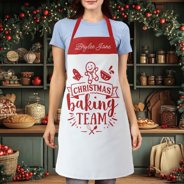 Weihnachtsbackteam Niedlich Red Personalisiert Schürze (Von Creator hochgeladen)