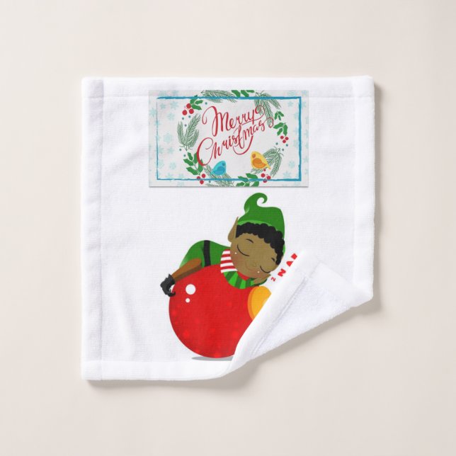 Weihnachtsbadehandtuch-Sets, Afrikanischer Elf Badhandtuch Set (Waschlappen)
