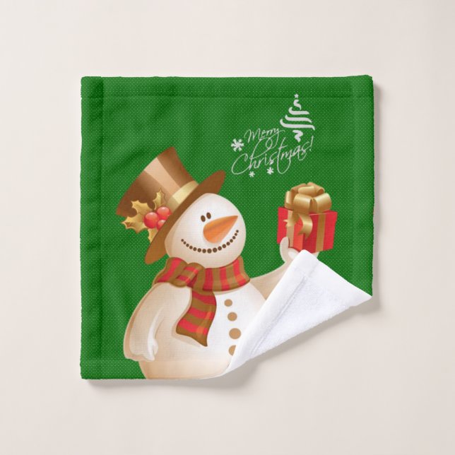 Weihnachtsbadehandtuch-Sets, Schneemann Badhandtuch Set (Waschlappen)
