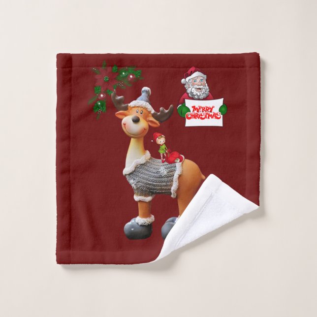 Weihnachtsbadehandtuchhandtuch-Sets, Rentier Badhandtuch Set (Waschlappen)