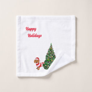 Weihnachtsbäder Dackel Badetuch Set