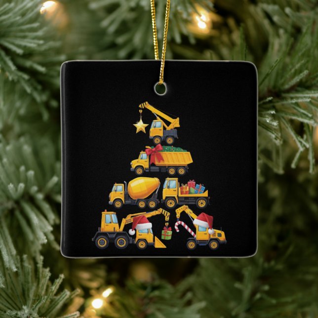 Weihnachtsbagger-Bau-LKW-Baum Keramikornament (Baum)