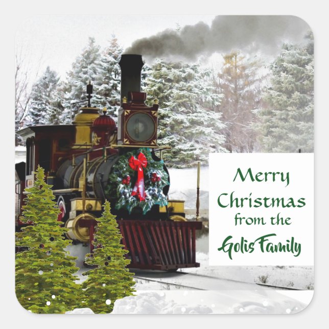 Weihnachtsbahn-Aufkleber Quadratischer Aufkleber (Vorderseite)