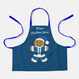 Weihnachtsbaker Name Blue Santa Gingerbrot Mann Schürze