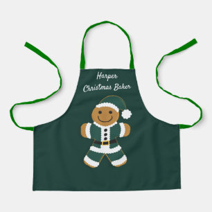 Weihnachtsbaker Name Green Santa Gingerbrei Mann Schürze