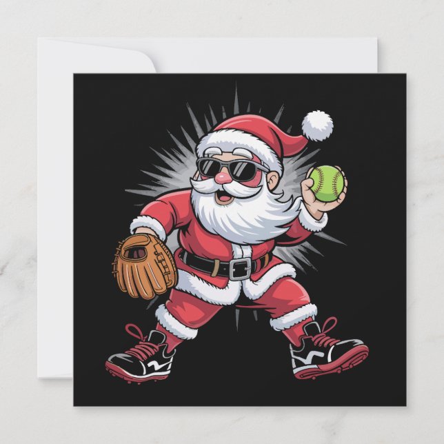 Weihnachtsball als Pitcher Weihnachtssport Feiertagskarte (Vorderseite)