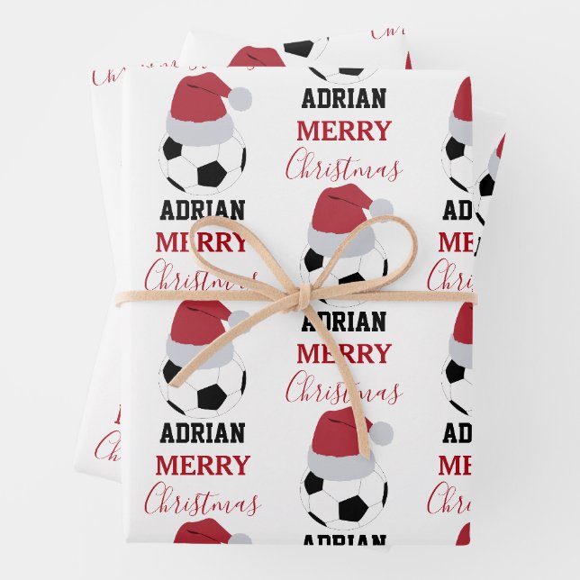 Weihnachtsball-Ball Sportfußball Individuelle Name Geschenkpapier Set (Beispiel)