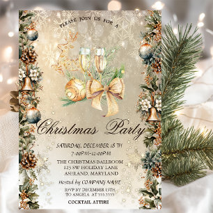 Weihnachtsball, Bells Pinecones, Rentier, Glas Einladung