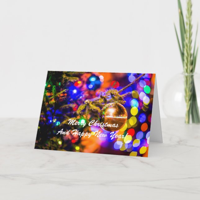 Weihnachtsball Gelb farbig Feiertagskarte (Vorderseite)