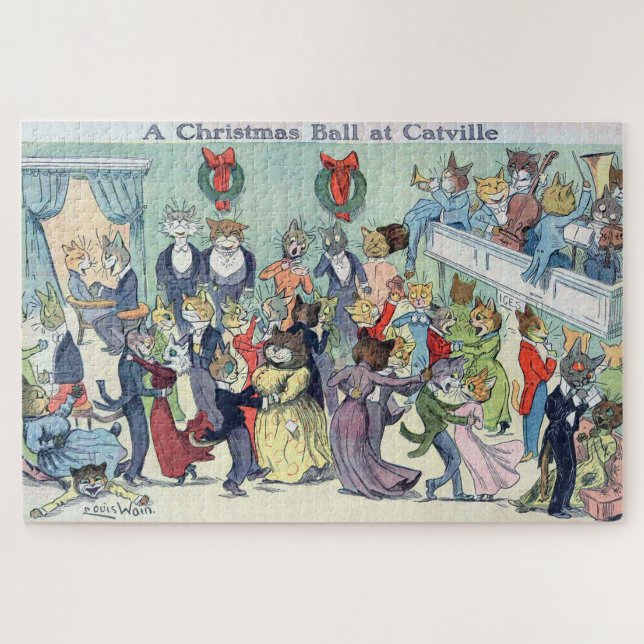 Weihnachtsball in Catville, Louis Wain (Horizontal)