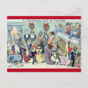 Weihnachtsball in Catville, Louis Wain Feiertagspostkarte