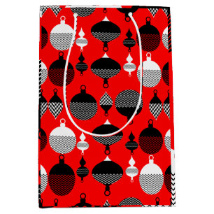 Weihnachtsball in Rot und Schwarz Retro Mittlere Geschenktüte