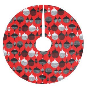 Weihnachtsball in Rot und Schwarz Retro Polyester Weihnachtsbaumdecke