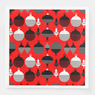 Weihnachtsball in Rot und Schwarz Retro Serviette