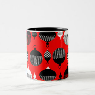 Weihnachtsball in Rot und Schwarz Retro Zweifarbige Tasse