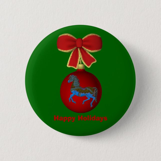 Weihnachtsball Karussell Pferd Feiertag Button But (Vorderseite)