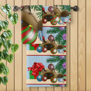 Weihnachtsball-Katze Badhandtuch Set