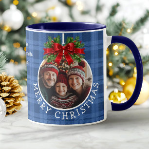 Weihnachtsball Ornament Foto Blue Buffalo Kariert Tasse