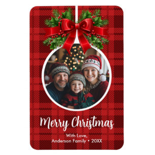 Weihnachtsball Ornament Foto Rotes Buffalo Kariert Magnet